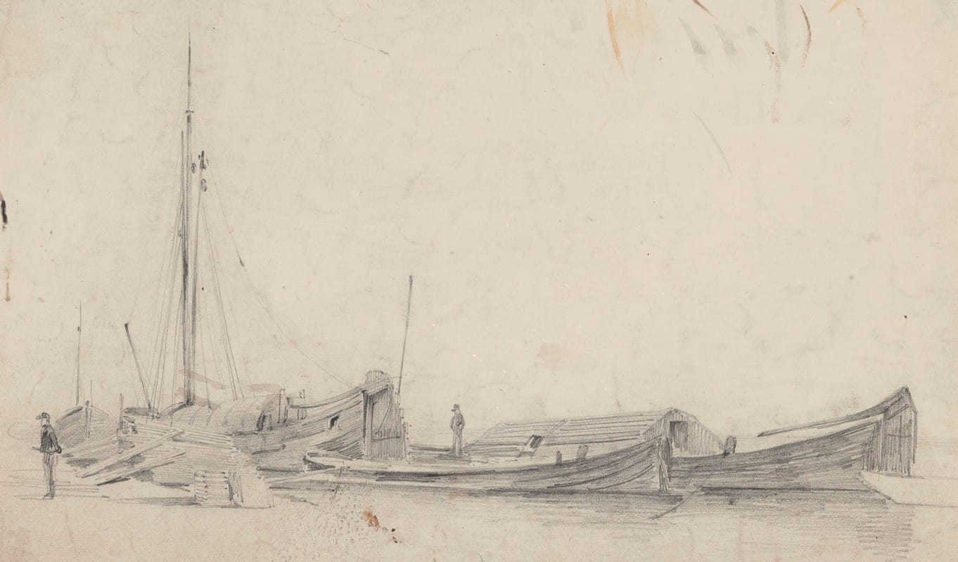 Gustave Adolphe Simonau - Moored Barges