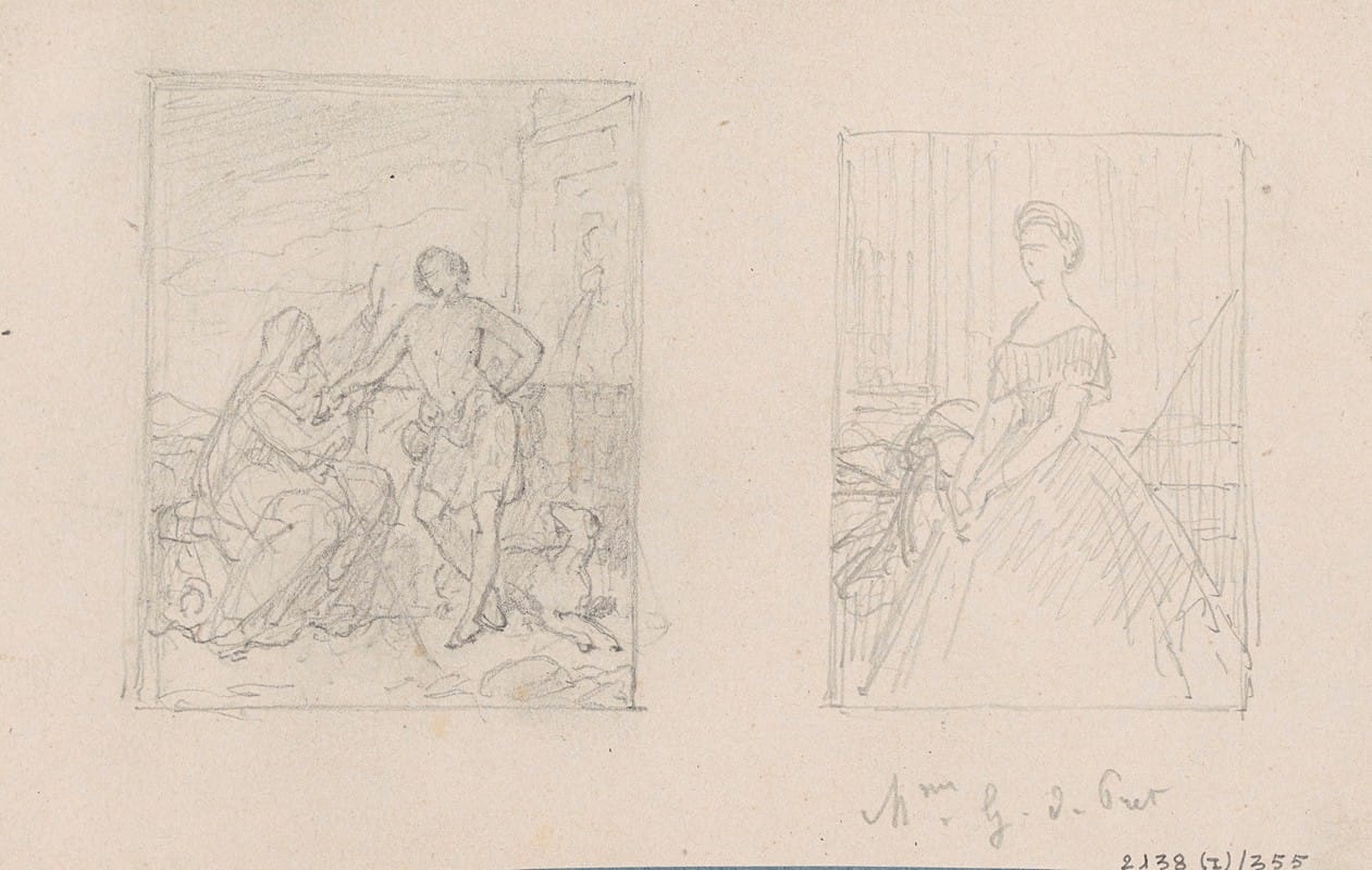 Nicaise De Keyser - Historical Scene and portrait of madame De Pret