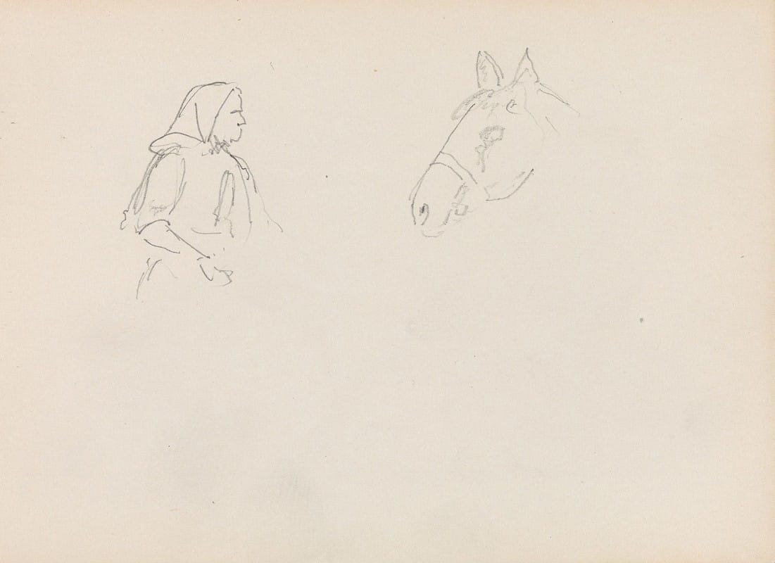 Adolph Tidemand - Figur- og hestestudie