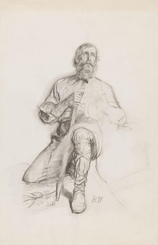 Adolph Tidemand - Knelende mann med sabel