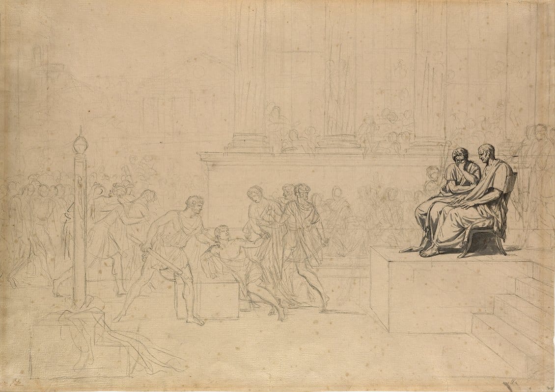 Jacques Louis David - Study for the Execution of the Sons of Brutus