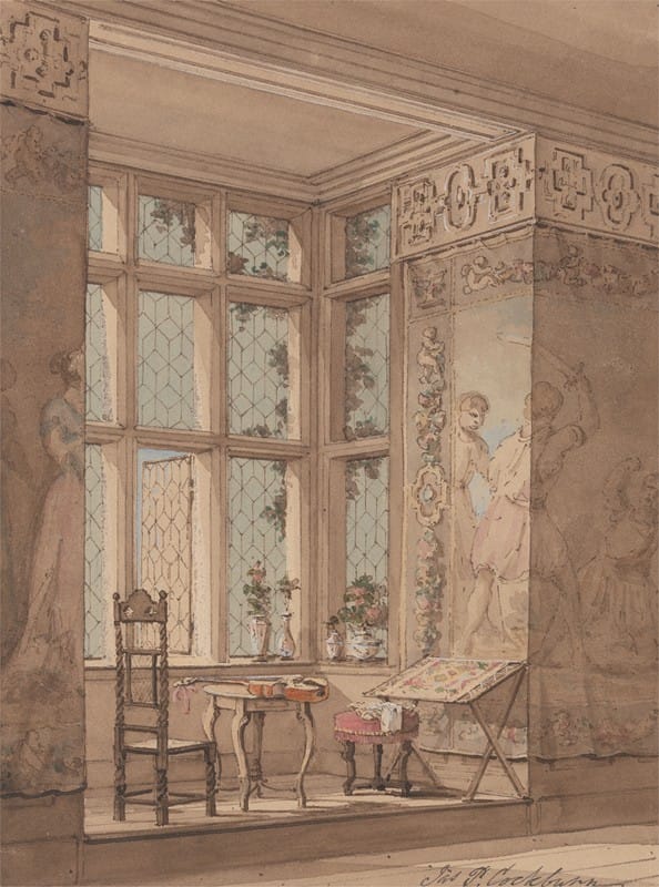 James Pattison Cockburn - Tapestry-hung Room in Gothic Mansion