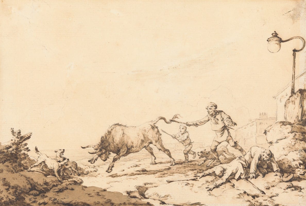 Philippe-Jacques de Loutherbourg - A Bull Charging