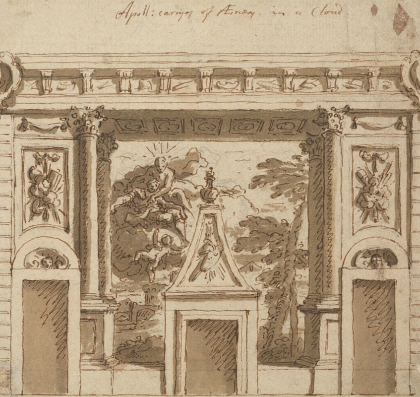 Sir James Thornhill - A Design for a Mural Executed in the Salon at Roehampton House, Surrey; Apollo Carrying off Aeneas in a Cloud