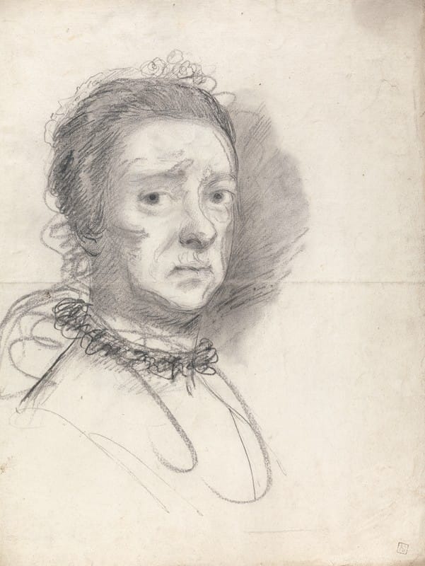 Sir Joshua Reynolds - Head of an elderly lady; studies from Raphael’s Disputation