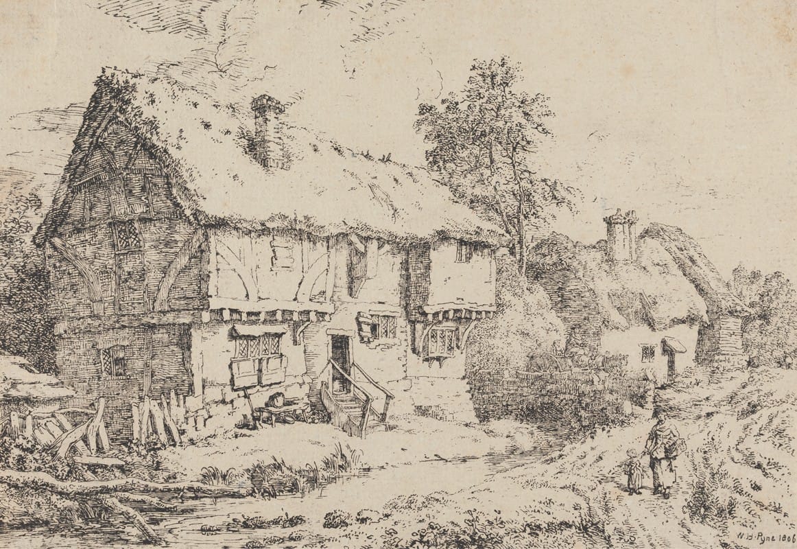 William Henry Pyne - Old Cottages