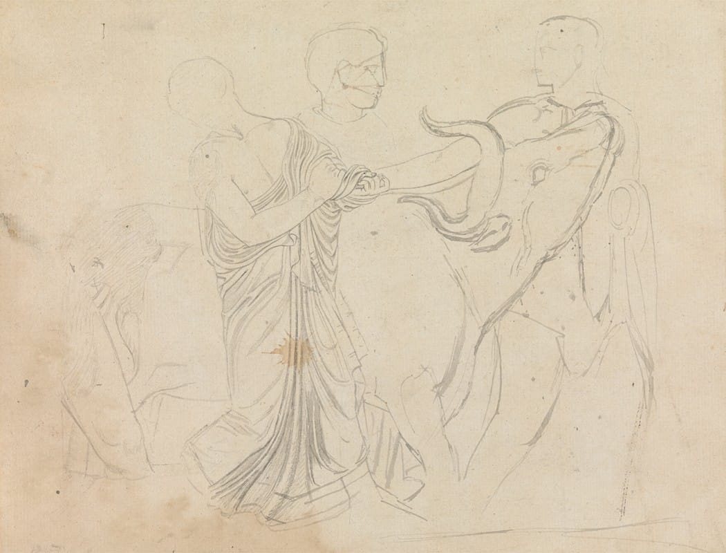 William Pars - Figures with a Bull From Parthenon Frieze