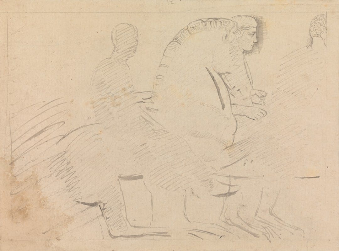 William Pars - Sketch of a Horseman, From the Parthenon Frieze