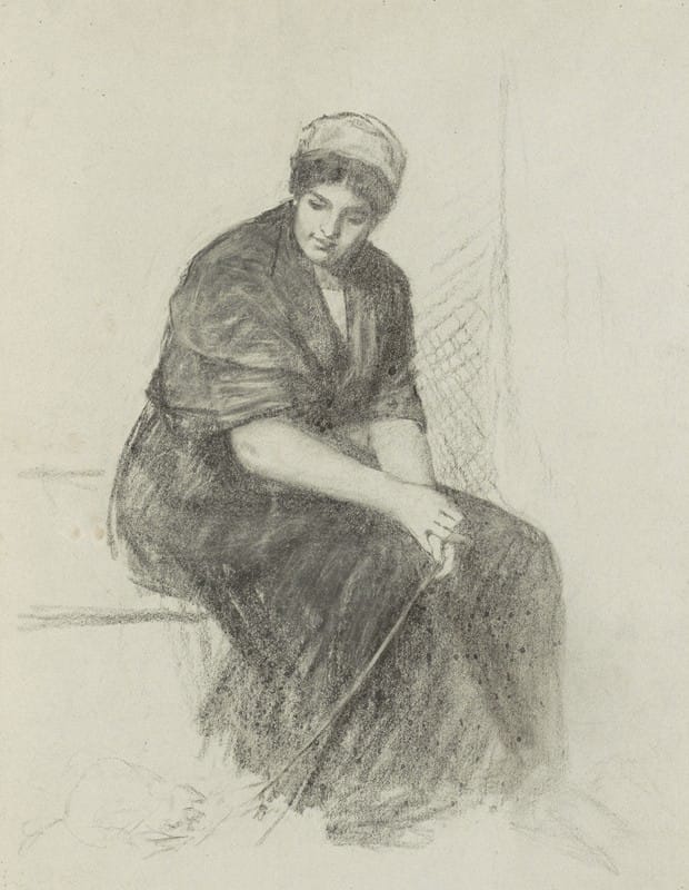 Thérèse Schwartze - Zittende jonge vrouw met een sjaal om de schouders
