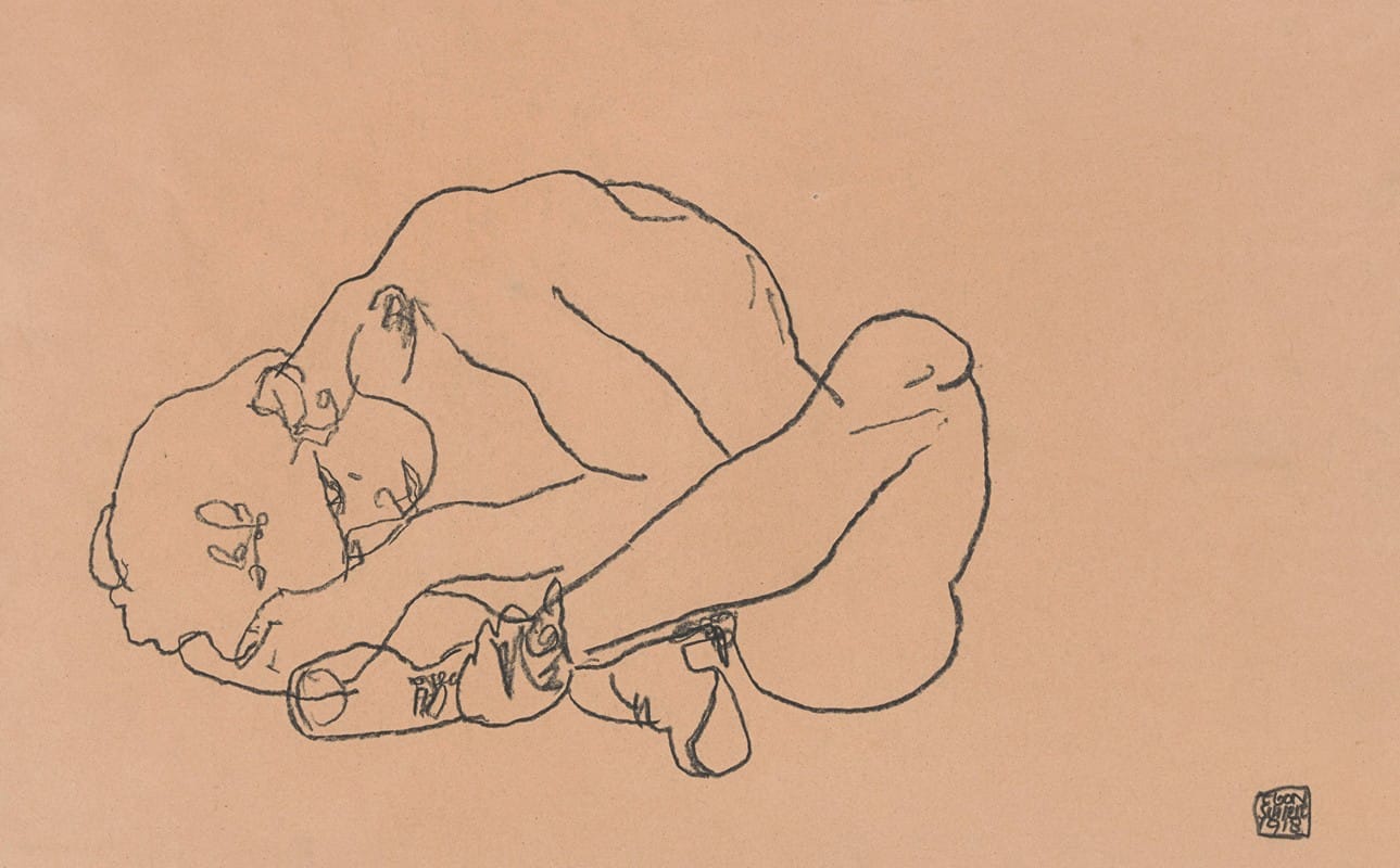 Egon Schiele - Squatting Woman