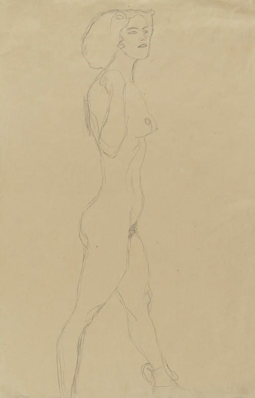 Gustav Klimt - Schreitende (Die rechte Hand an der Schulter, das Gesicht im Dreiviertelprofil)