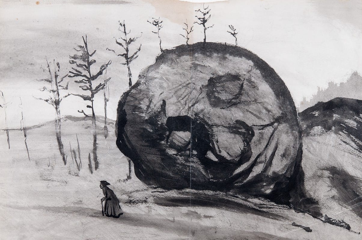 Ivar Arosenius - Old Woman and a Sleeping Rock