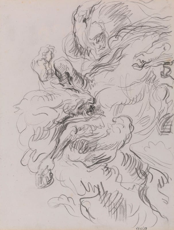 James Ensor - Arab Horseman Attacked by a Lion