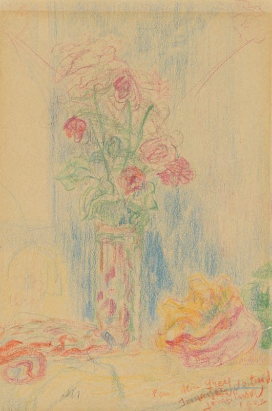 James Ensor - Vaas met bloemen en schelp