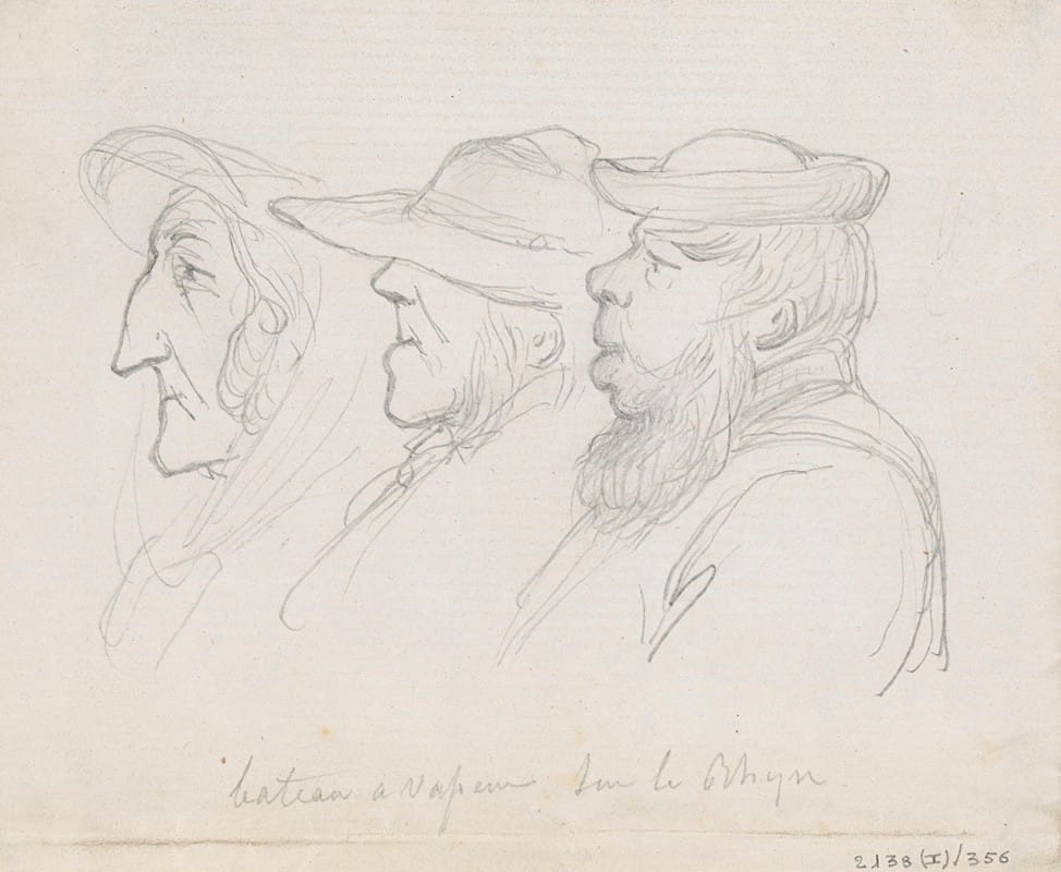 Nicaise De Keyser - Three Figures on a Steamer on the Rhine