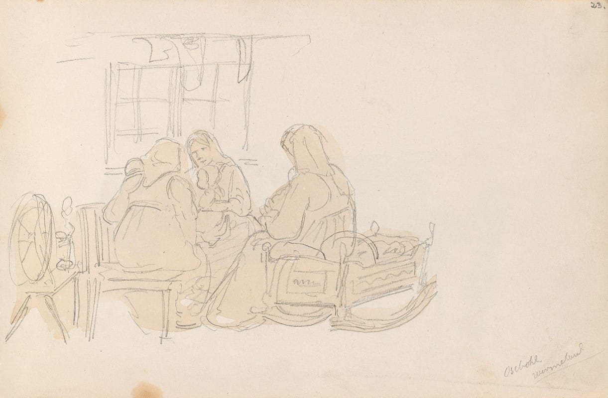 Adolph Tidemand - Kvinner med barn, Osebol