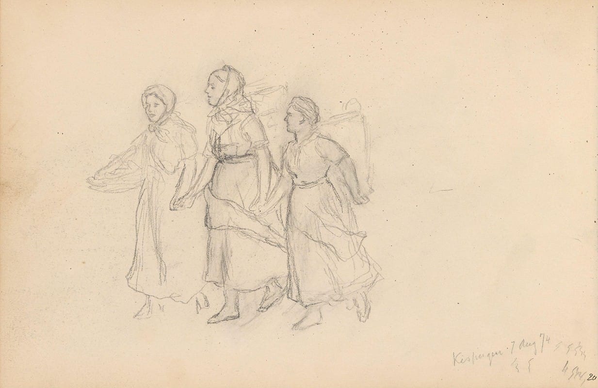 Hans Gude - Tre kvinnefigurer, Bad Kissingen