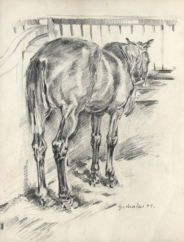 August Kratzer - Pferd im Stall