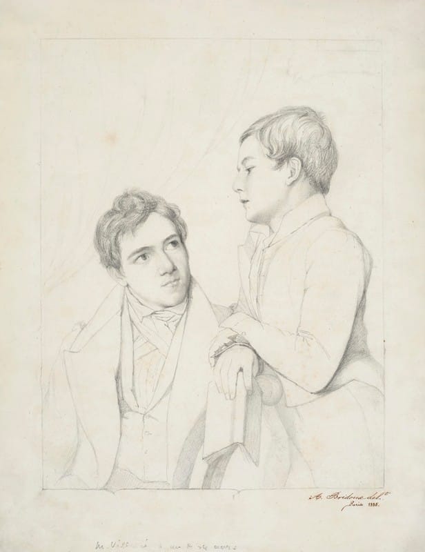 François-Eugène-Augustin Bridoux - Portrait of a seated young man and a standing boy