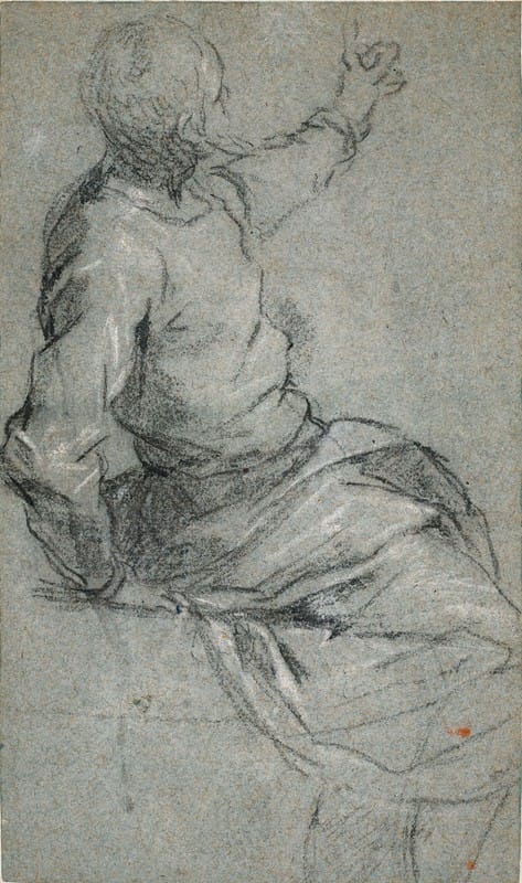 Jacopo Palma il Giovane - A bearded man, seated, his left arm raised