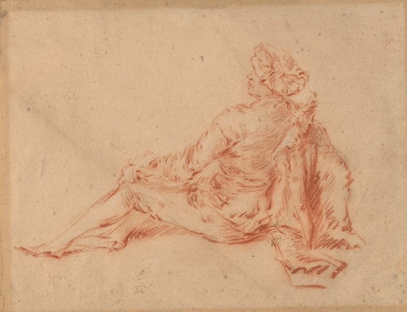 Jean-Baptiste Pater - A reclining man in elegant clothes seen from behind
