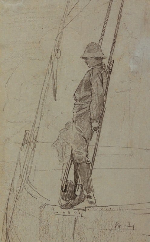 Winslow Homer - Young Man Leaning Against Sailboat Rigging