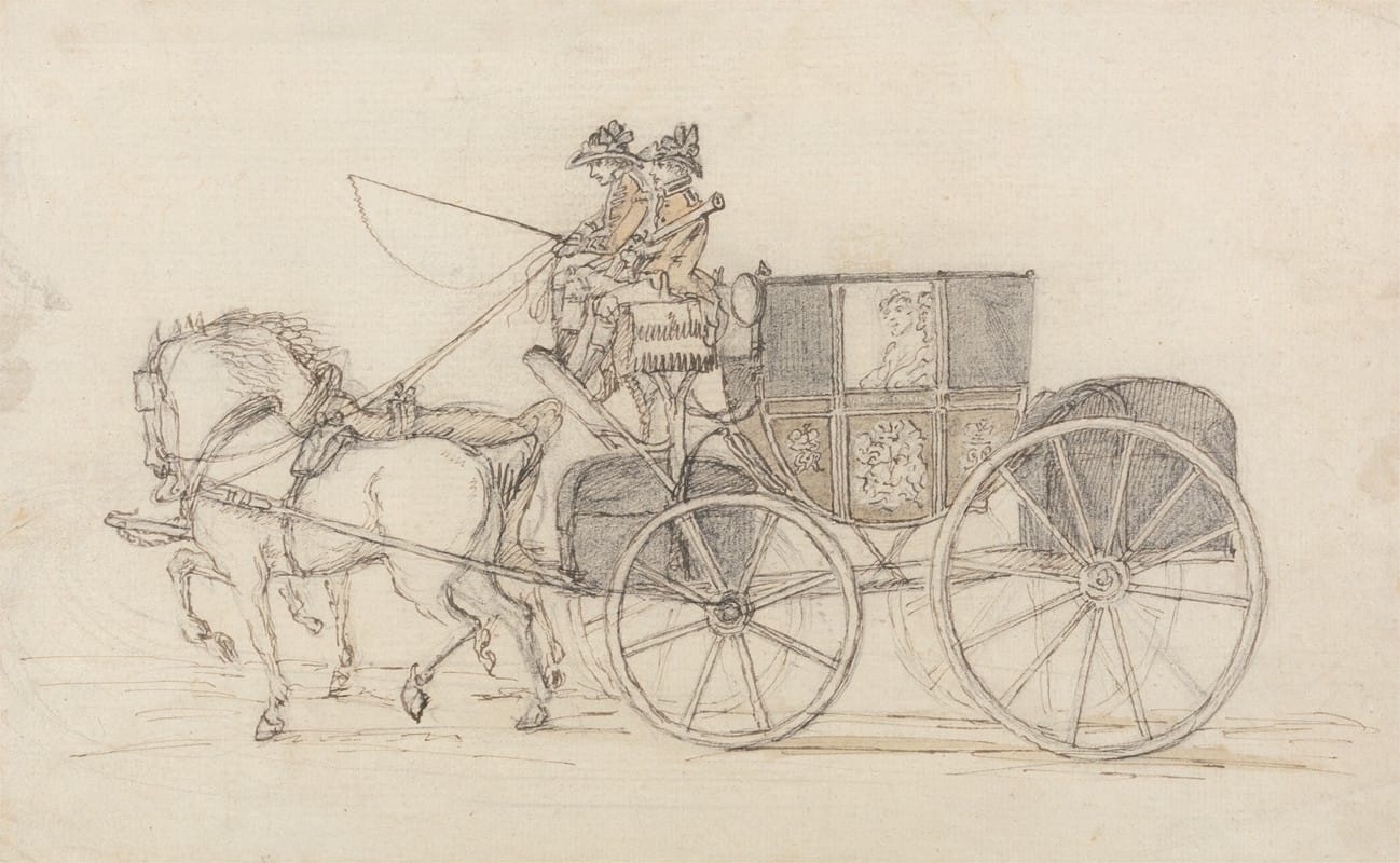 Henry William Bunbury - A Travelling Coach and Pair