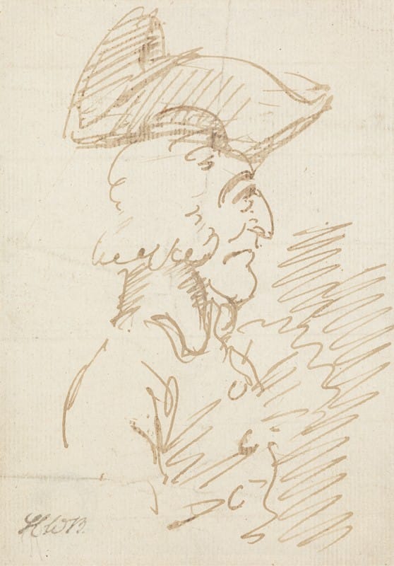 Henry William Bunbury - An Elderly Hook-nosed Man in a Cocked Hat