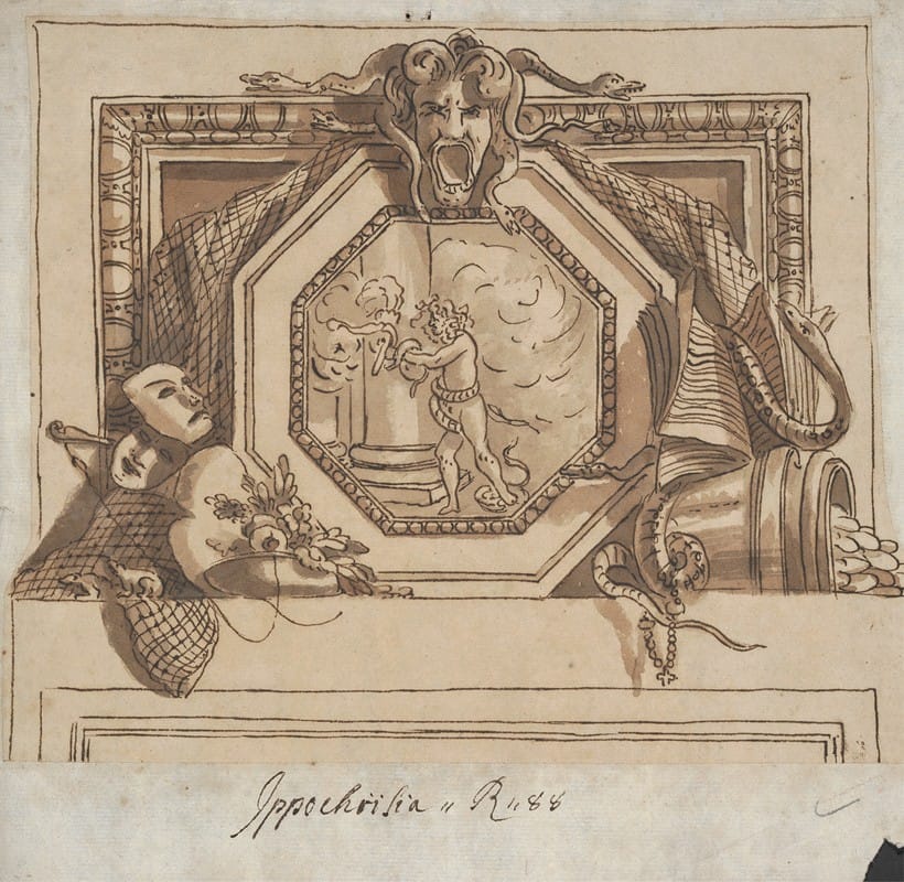 Sir James Thornhill - Design of Apollo and the Python for a Painted over-door Decoration