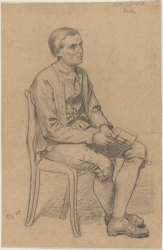 Adolph Tidemand - Sittende mann med bok