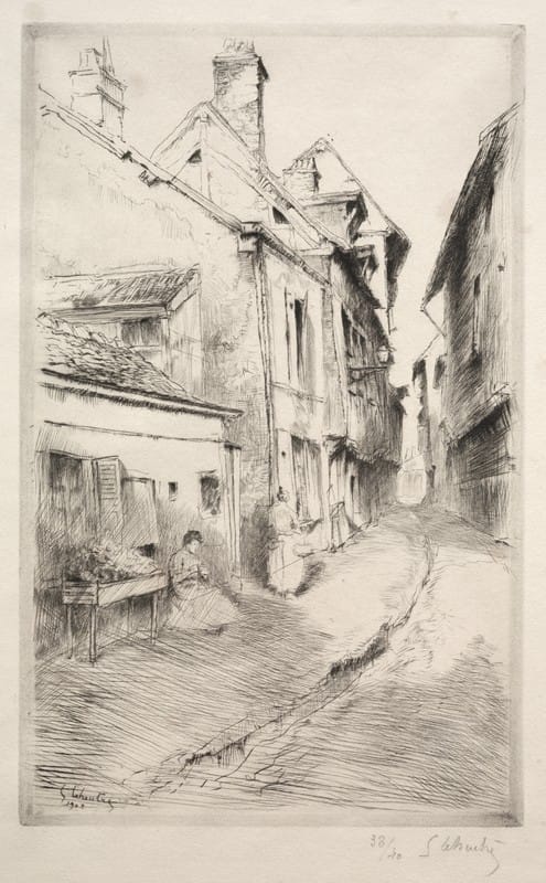 Gustave Leheutre - La rue de l’Ecole à Troyes