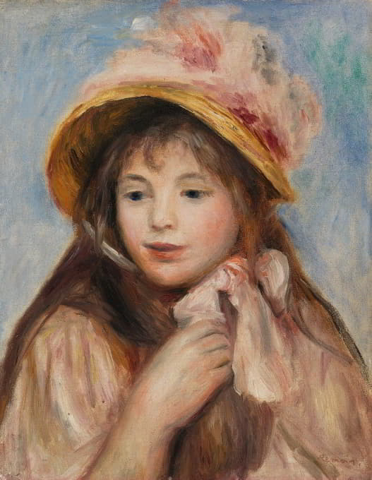 Pierre-Auguste Renoir - Girl with Pink Bonnet (Jeune fille au chapeau rose)