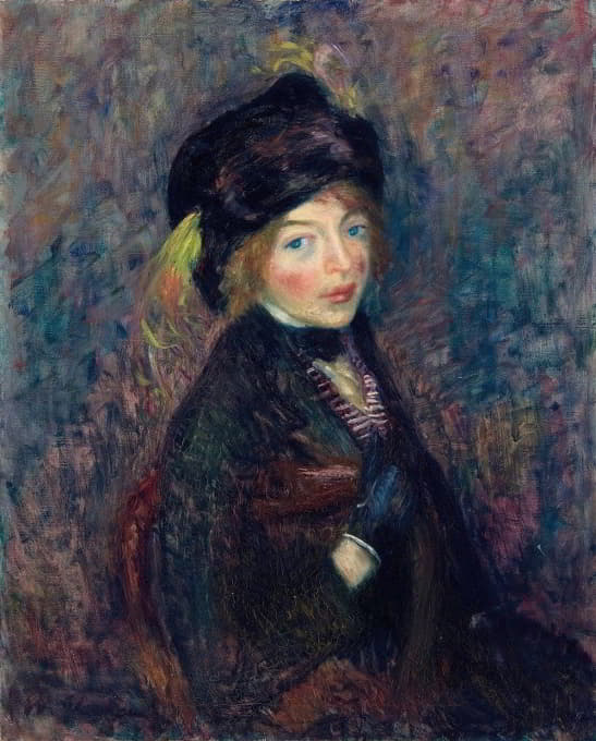 William James Glackens - Head of Girl, Feather in Turban