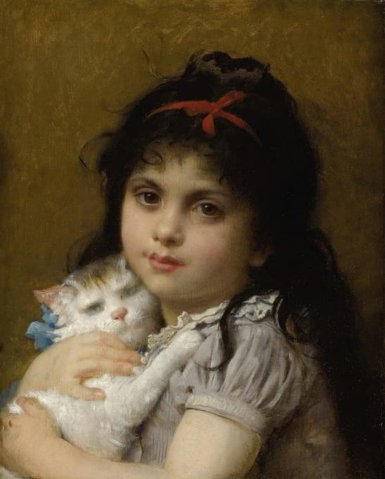 Léon-Jean-Basile Perrault - Girl With A Kitten