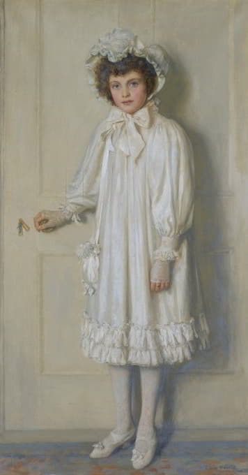 穿白色衣服的女孩，比阿特丽斯·哈里森十二岁的肖像