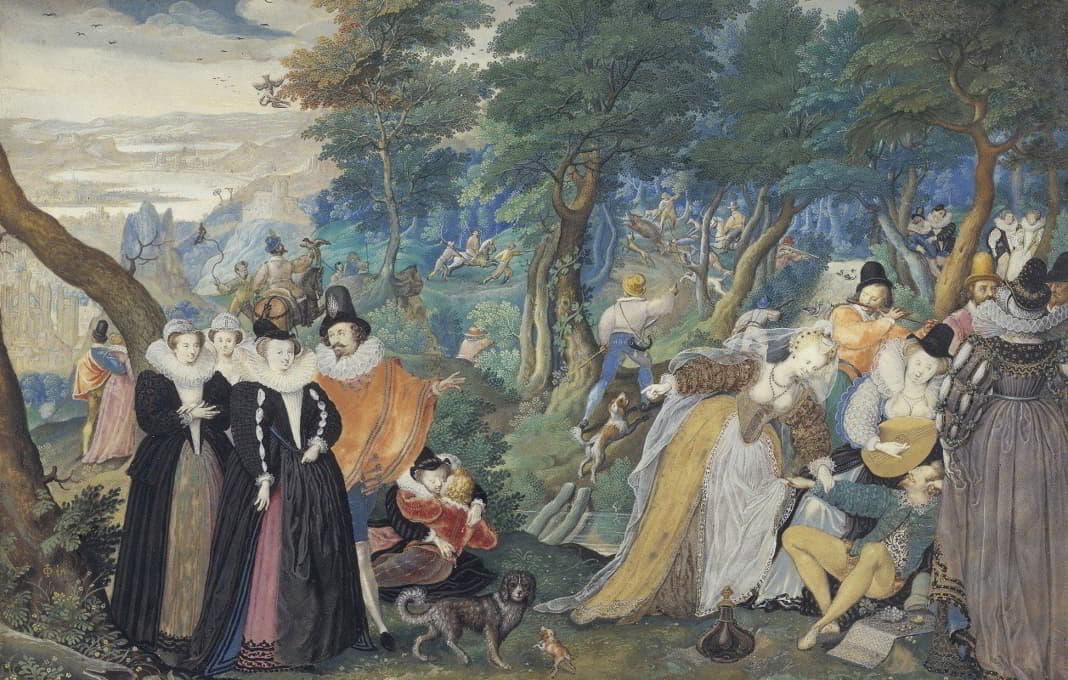 Isaac Oliver - A Party in the Open Air. Allegory on Conjugal Love