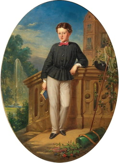 年轻的博物学家（一个拿着蝴蝶网和鼓的男孩的肖像）