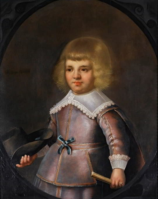 Jan van Teylingen - Portrait Of A Young Boy Holding A Hat