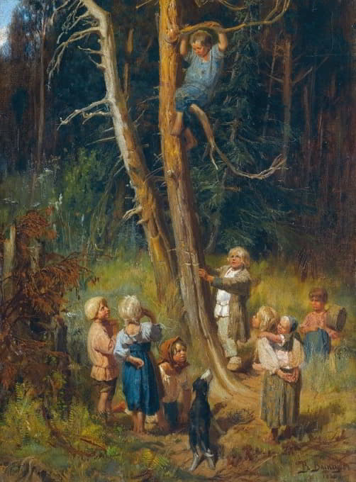 孩子们袭击森林中的巢穴