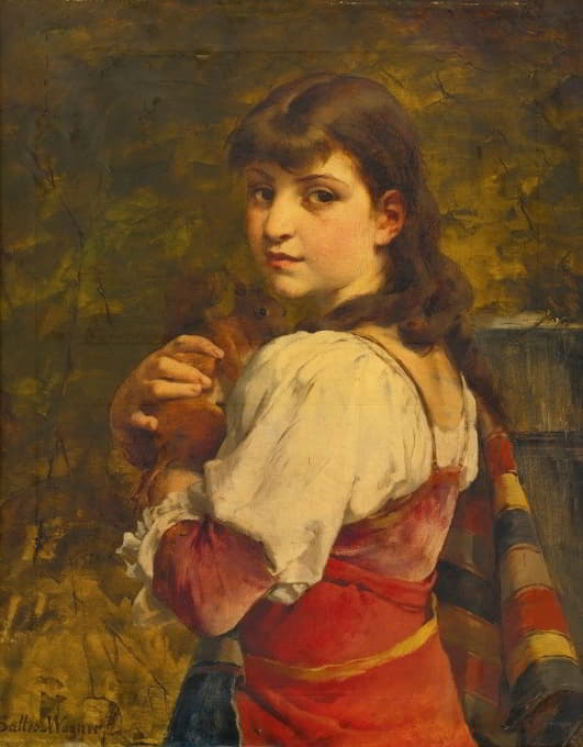 Jules Salles-Wagner - Young woman with a squirrel