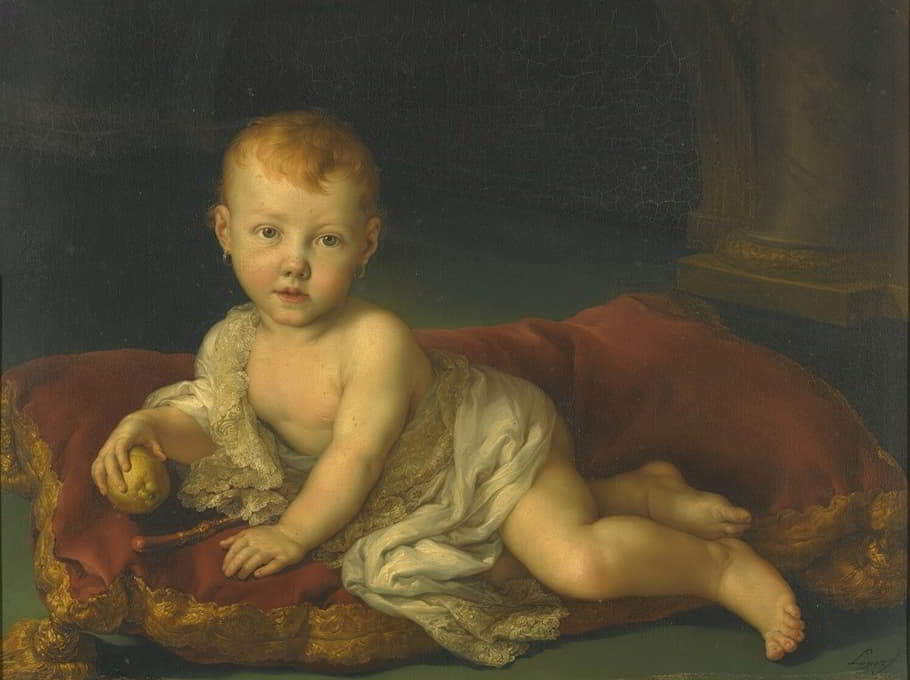 西班牙婴儿伊莎贝尔·德·波本（1821-1897）出生时的肖像