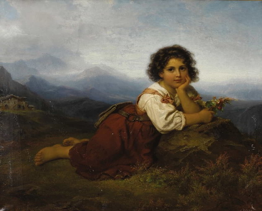 Friedrich Dürck - Young Girl With Flower