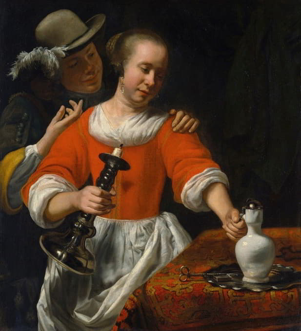 Cornelis Bisschop - A Young Woman and a Cavalier