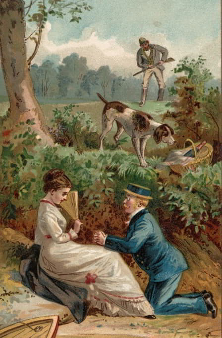 Edmund Birckhead Bensell - Young Couple with Hunter in the Background