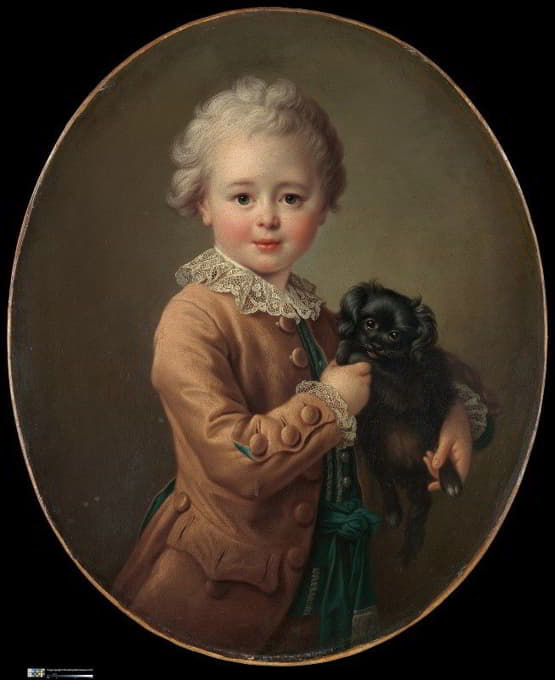 François-Hubert Drouais - Boy with a black spaniel