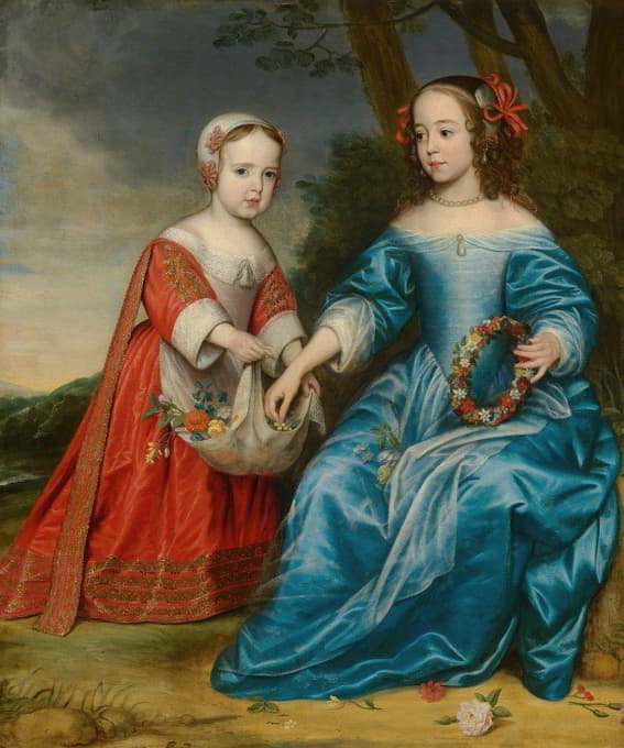 Gerard van Honthorst - Double Portrait of Prince Willem III (1650- 1702) and his Aunt Maria,Princess of Orange (1642-1688) as Children