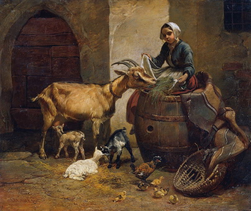 Leopold Brunner - Girl with goat