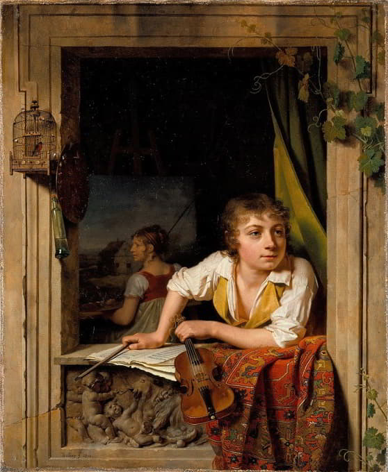 Martin Drölling - Painting and Music (Portrait of the Artist’s Son)