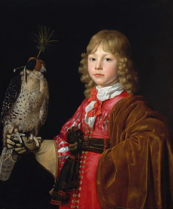 一个男孩和一只猎鹰的肖像