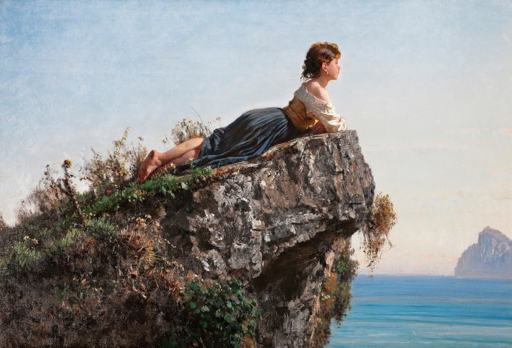 岩石上的女孩是索伦托人